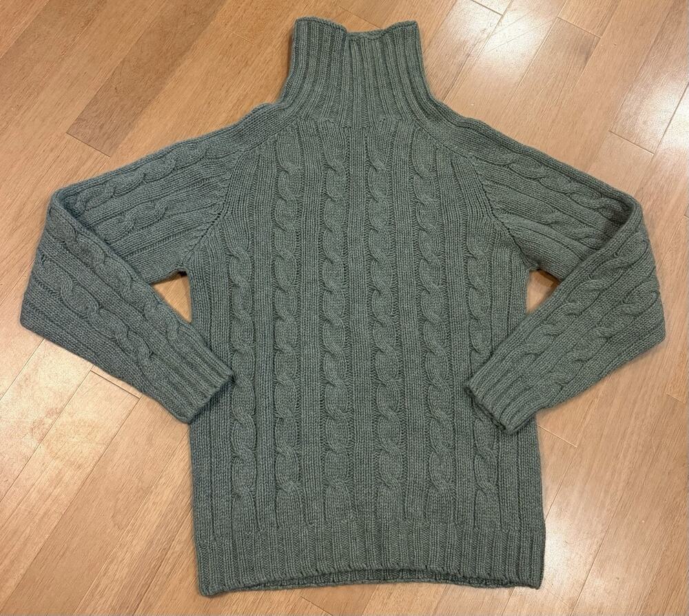 Stumper & Fielding MOSS Cable Knit Sweater L Lambswool Scotland NWT Roll Neck